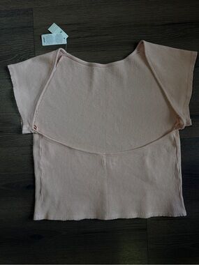 NWT Sz XL Aerie Women’s Ribbed Cap Sleeve Open Back Top (Blush Peach)